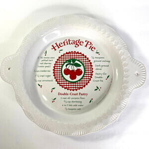 Vintage Pie Plate Cherry Heritage Pie Hallmark. Recipe Double Crust Pastry USA